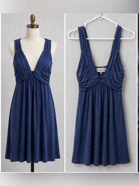 Remain Navy Blue Sleeveless Knot-Front Dress